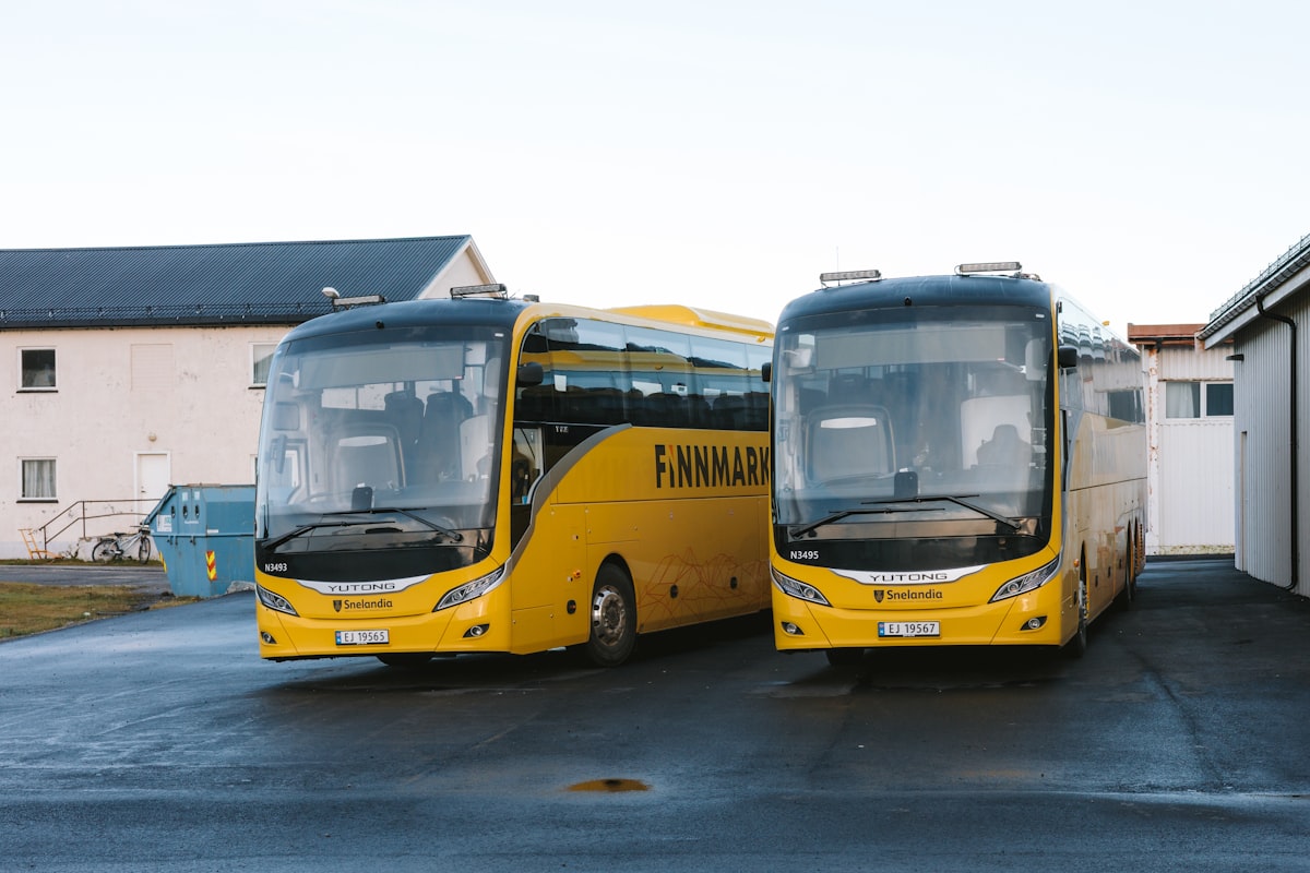 Tour coaches ready for departure